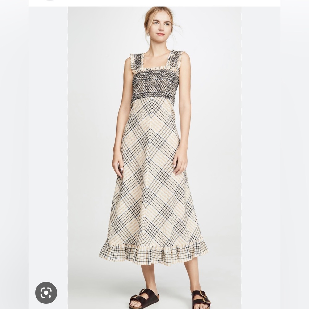 GANNI seersucker maxi dreas